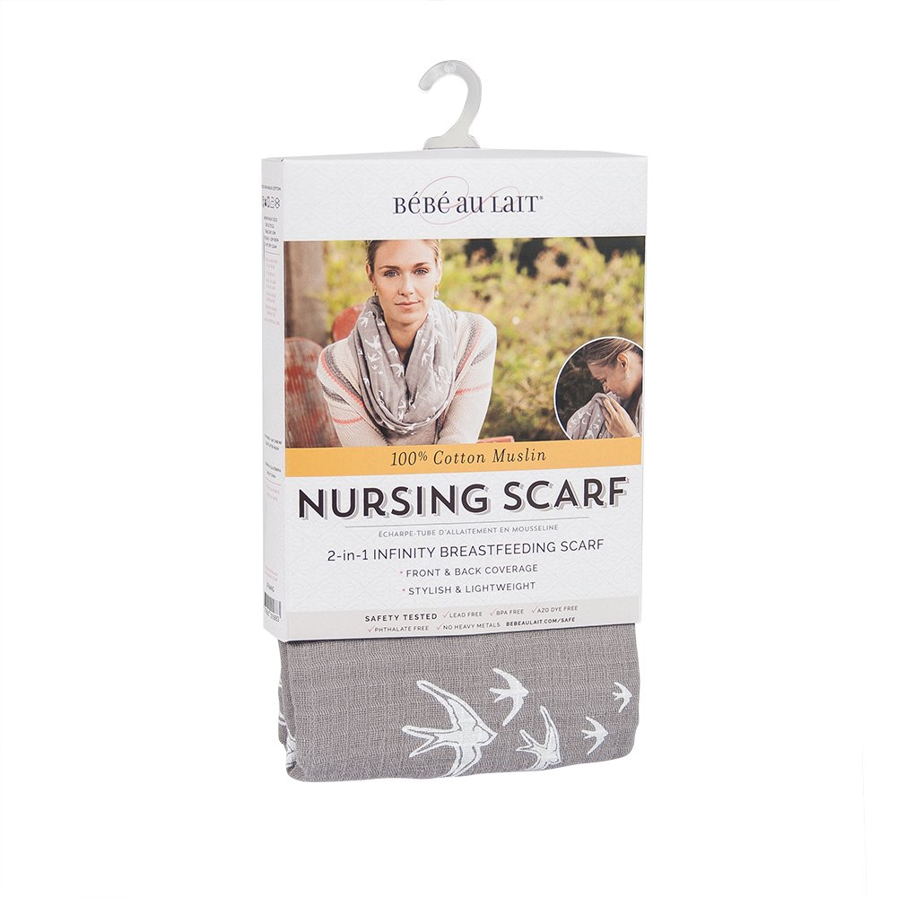 Bebe au Lait Premium Muslin Nursing Scarf, Lightweight and Breathable Cotton, One Size Fits All - Nightingale