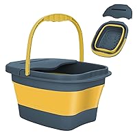 Beyoung Collapsible Foot Bath Basin with Handle and Phone Placement Slot, Foot Massager Bucket with Massage Acupoints, Great for Relaxation and Pain Relief Home Spa Treatment (Yellow)