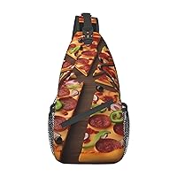 Pizza 3D Print Cross Chest Bag Sling Backpack Crossbody Shoulder Bag Travel Hiking Daypack Unisex