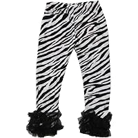 Girl's Zebra Printed Legging with Black Double RuffleÂÂÂ
