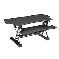 Mount-It! Height Adjustable Standing Desk Converter, Extra Large 48” Wide Tabletop for Dual Monitors, Stand Up Desk Riser to 19.5