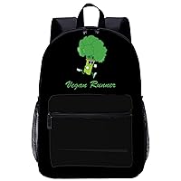 Funny Vegan Runner Laptop Backpack for Men Women 17 Inch Travel Daypack Lightweight Shoulder Bag