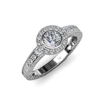 Round IGI Certified Lab Grown Diamond & Natural Diamond 0.74 ctw Prong set Women Halo Engagement Ring in 14K Gold