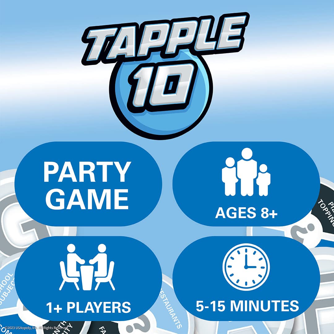 USAOPOLY Tapple 10 | Featuring 10 Different Games in 1 | Fast-Paced Fun Family Card Game in Portable Packaging | 1 or More Players, Ages 8+