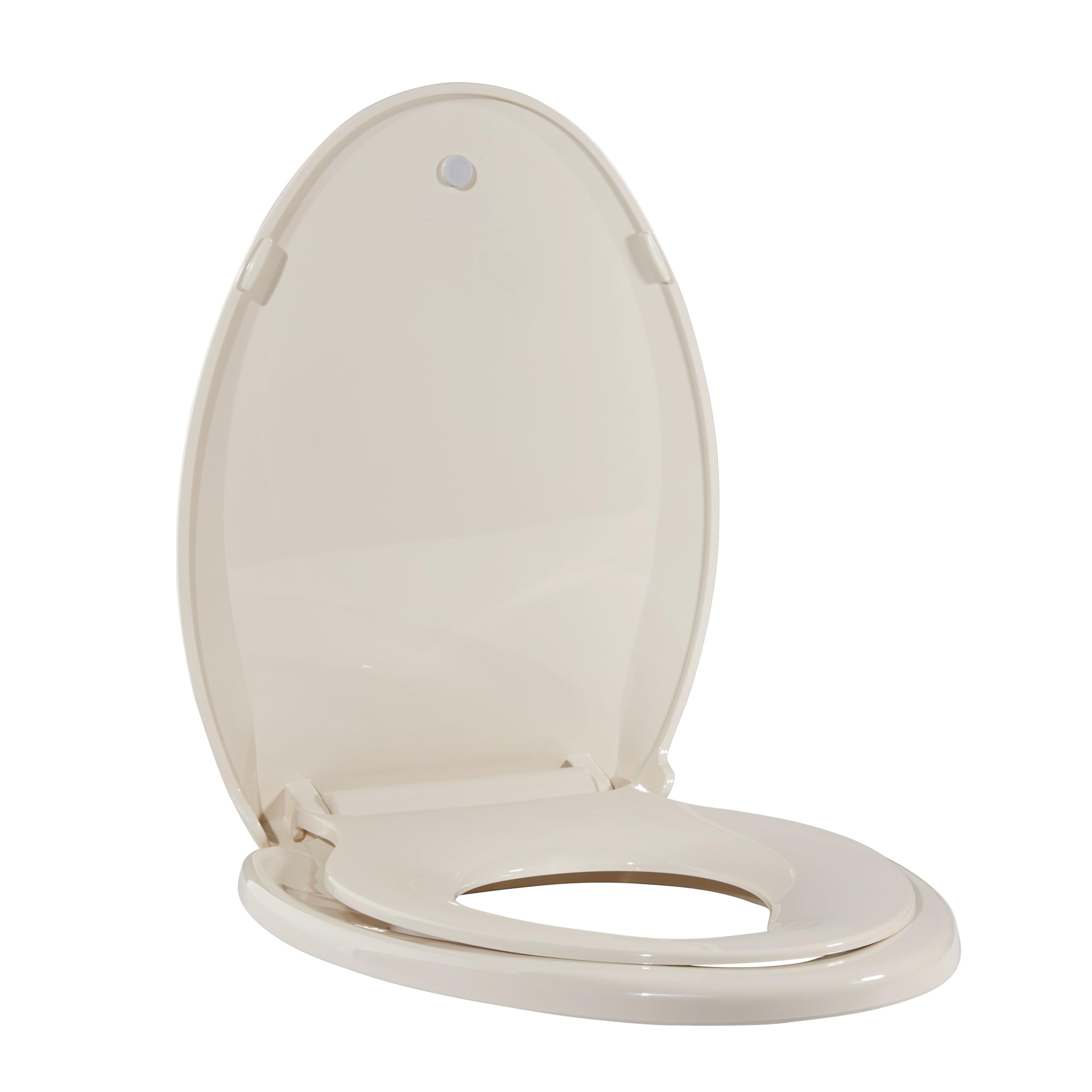 Toilet Seat, Elongated Toilet Seat with Toddler Seat Built in, Potty Training Toilet Seat Elongated Fits Both Adult and Child, with Slow Close and Magnets- Elongated Almond