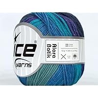 Alara Batik Blues Purple Celadon Self-Striping DK Weight Cotton Blend Yarn 50 Grams (1.75 Ounces) 140 Meters (153 Yards)