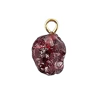 Guntaas Gems 8-10mm Rough Garnet January Birthstone Tiny Charms Brass Gold Plated Single Bail Charms Connector (5 Pieces)