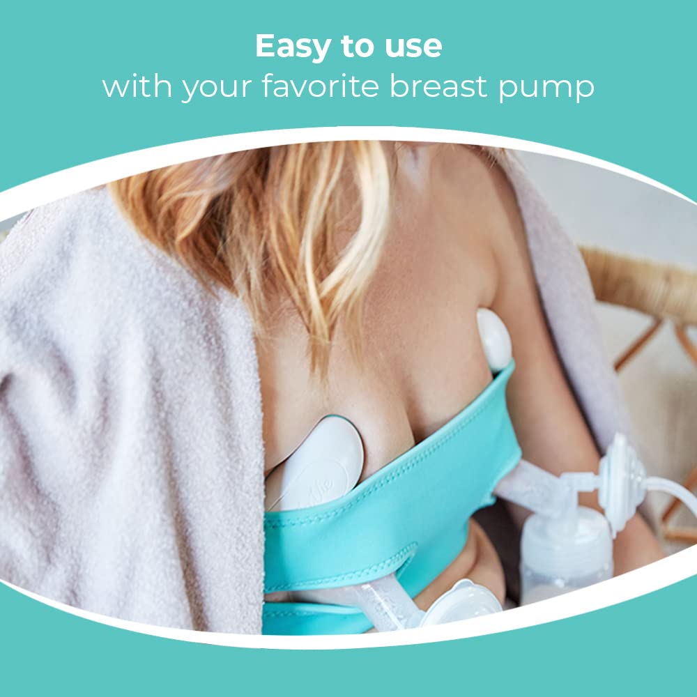 LaVie Warming Massagers 2-Pack (Pair) and Pump Strap Hands Free Pumping Bra Bundle, Massager and Breast Pump Bra Teal