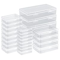 Rocutus Clear Plastic Beads Storage Containers Empty Mini Storage Containers Box,24 Pack Plastic Storage Containers with Lids,Beads Storage Box with Hinged Lid for Beads,Earplugs,Pins, Small Items