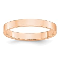 Jewels By Lux Solid 10k Rose Gold 3mm Lightweight Flat Wedding Ring Band Available in Sizes 5 to 7 (Band Width: 3 mm)