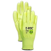 MAGID GPD545HV10 D-ROC HPPE Blend PU Palm Coated Gloves, Size 10, Hi-Viz Yellow (12 Pairs)