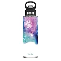 Tervis Paw Prints Triple Walled Insulated Tumbler Travel Cup Keeps Drinks Cold, 40oz Wide Mouth Bottle, Stainless Steel