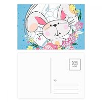 Happy Easter Religion Festival Cute Bunny Postcard Set Birthday Mailing Thanks Greeting Card