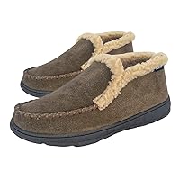 Clarks Men's Suede Leather Sherpa Lined Ankle Bootie Slippers, JMH1952 - Indoor/Outdoor Slip-Ons - Comfy & Durable Ankle Boots with Plush Lining Padded Insole & Gripped Rubber Outsoles