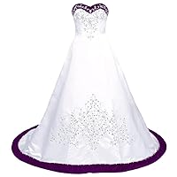 Women's Sweetheart Embroidery Satin Beading Wedding Bridal Dress
