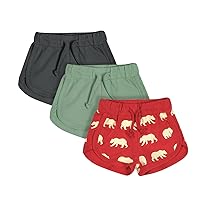 Teach Leanbh Toddler Baby Boys Girls 3 Pack Athletic Shorts Cotton Soild Color Printing with Drawstring