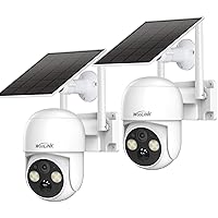 2PCS 4MP Solar Security Camera Wireless Outdoor, 2.5K Solar/Battery Powered Camera for Home Security, Pan/Tilt 2.4Ghz WiFi Camera with PIR, 2-Way Audio, Cloud/SD, Color Night Vision