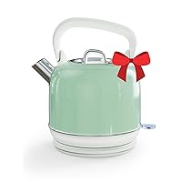 Paris Rhône Electric Teapot, Retro Electric Kettle for Boiling Water, Food Grade Stainless Steel 2L Tea Kettle with Ergonomic Handle, 1500W Hot Water Boiler Auto Shut-off, Boil-Dry Protection