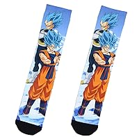 Bioworld Dragon Ball Z Goku And Vegeta Super Saiyan God SSGSS Sublimated Men's Crew Socks 1 Pair