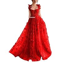 3D Butterfly Prom Dresses for Women 2024 Lace Appliques Tulle Corset Fairy Formal Evening Gown with Slit