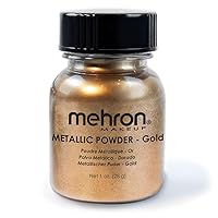Mehron Makeup Metallic Powder | Metallic Chrome Powder Pigment for Face & Body Paint, Eyeshadow, and Eyeliner 1 oz (28 g) (Gold)