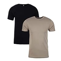 Next Level Mens Premium Fitted Short-Sleeve Crew T-Shirt - Black + Warm Grey (2 Pack) - X-Small