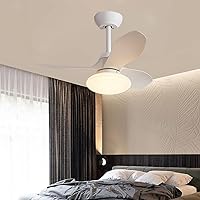 Fan Lights, Kids Fan with Ceililight Reversible 3 Colors Silent Remote Control Bedroom Fan Ceililights Indoor Diniroom Ceilifan Light with Timer Lounge Fan with Ceililight/White/B