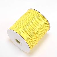 10m/lot 22 Color Leather Line Waxed Cotton Cord Thread,Waterproof Round Coated Wax Thread for for Jewelry Making DIY Bracelet Supplies Braided Bracelets DIY Accessories (Yellow, 1.0mm×10m)
