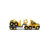 CAT Construction Toys, CAT Construction Heavy Mover, Semi Truck and Trailer with Mini Crew Wheel Loader, Lights and Sounds, Ages 3 and up