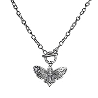 Gothic Death Moth Pendant Necklace Clavicle Chain Necklace Simple Choker Skull Butterfly Necklace Jewelry for Women Men