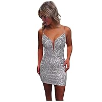 Basgute Sparkly Sequin Tight Homecoming Dresses for Teens 2024 Short Lace Glitter Prom Cocktail Party Gown for Women