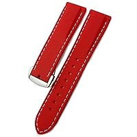 20mm 19mm 22mm Rubber Silicone Waterproof Watch Band Fit for Omega Seamaster for IWC Pilot for Seiko SKX 007 Citizen Strap (Color : Red White Folding, Size : 20mm)