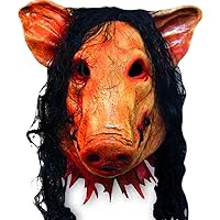 Halloween pig.mask, chainsaw, soul stirring 3, pig's eight commandments mask with hair, pig's head mask, mischievous terror maskNo Cosplay Cover Cos Saw Horrifying Bloody Decor