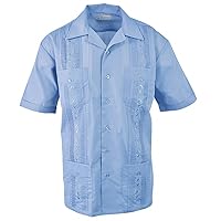 Men's Casual Guayabera Cuban Shirt Regular, Big & Tall Sizes, Short Sleeve Pockets Cotton Blend