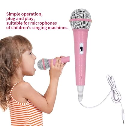 Pilarmuture Microphone for Kids, Kids Microphone for Singing Portable Dynamic Microphone with 3.5mm Jack Connector Handheld Karaoke Wired Microphone for Girls Boy Toy Gifts(Pink)