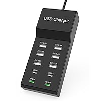 USB C Fast Charger 100W GaN 10 Ports USB C Charging Station Hub Block Portable Wall Charger 4 USB-C & 6 USB-A Ports for iPhone 15 14 13 12 11 X 9 8 7 Pixel Note Galaxy Headphones Watch Tablet