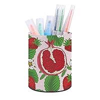 Strawberries Guava Flowers Simple Pencil Holder Round Pen Cup Makeup Brush Holder Office Desk Organizer and Accessories