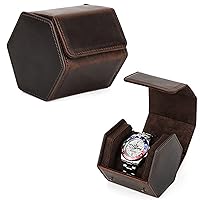 Genuine Leather Hexagon Watch Box Business Travel Case for Men Women Portable Travel Jewelry Leather Pouch