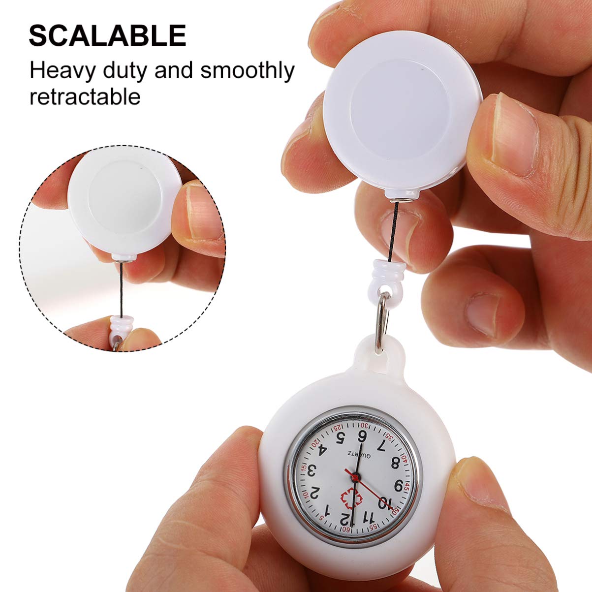 POPETPOP Retractable Nurse Watch- Unisex Nurse Watches Clip On Nursing Watch for Nurses Doctors Silicone Cover Fob Pocket Watch