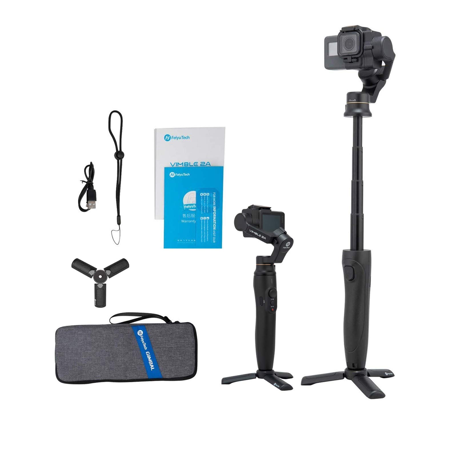 FeiyuTech Vimble 2A Selfie Stick 3- Axis Handheld Gimbal Stabilizer for GoPro Hero 8/7/6/5 Action Camera