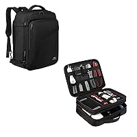 Matein Electronics Organizer &Carry on Backpack Bundle| Waterproof Electronic Accessories Case Portable Double Layer Cable Storage Bag &Extra Large Travel Backpack Weekender Bag Lightweight Daypack