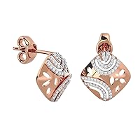 VVS Certfied Square Design 18K White Gold/Yellow Gold/Rose Gold 0.74 Carat Natural Diamond Drop Earrings For Women With Butterfly Push-Back