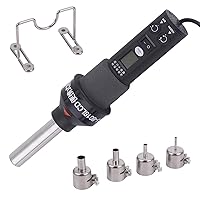 Heat Gun for Crafting Hot Air Gun Soldering Tools 110V 200W LCD Blower Adjustable Electronic Hot Air Gun Heat-shrink Sleeving Desoldering Soldering Removing Paint, Bending Pipe, with 4 Nozzle Kit