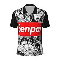 Senpai Ahegao Men’s Polo Shirts Casual Tshirt for Men