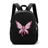 Breast Cancer Ribbon Butterfly Unisex Laptop Backpack Lightweight Shoulder Bag Travel Daypack
