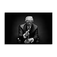 Donald Trump Sitting Black And White Poster Decorative Painting Canvas Wall Art Living Room Posters Bedroom Painting 12x18inch(30x45cm)