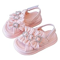 Fashion Summer Girls Rhinestone Bow Sandals Soft Bottom Princess Shoes Breathable Casual Daily Beach Shoes
