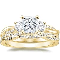 Petite Twisted Vine Moissanite Diamond Ring Set, 2.00 CT Princess Moissanite Engagement Ring Set, Wedding Ring Set, Bridal Ring, Promise/Anniversary Rings for Wife