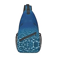 Sling Bag Blue Hexagons And Diamonds Print Sling Backpack Crossbody Chest Bag Daypack For Hiking Travel