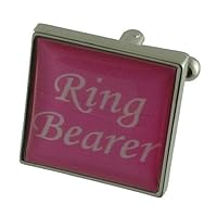 Ring Bearer Pink Colour Wedding Cufflinks with Black Pouch